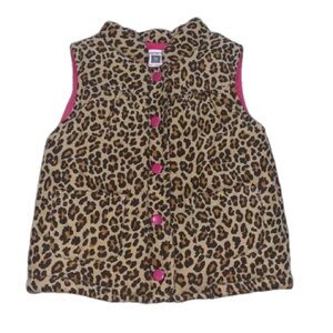 Carter's Cheetah Animal Print Snap Button Down Sleeveless Toddler 3T Puffer Vest